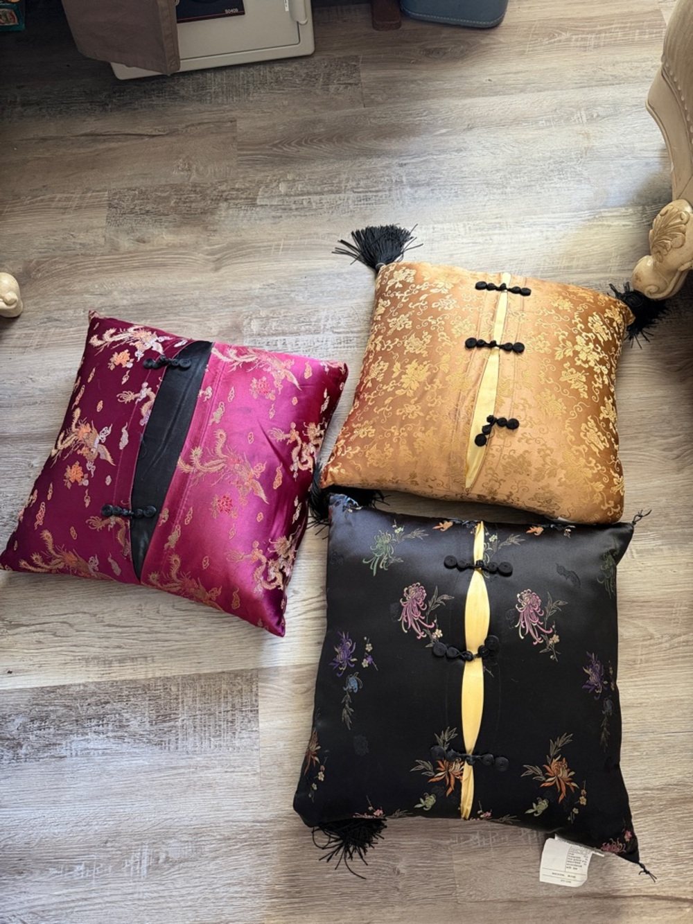 Brocade Decorative Floor Pillow Cushion - Gold, Black, Red